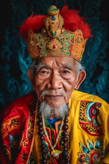  Elderly Man in Traditional Ceremonial Attire