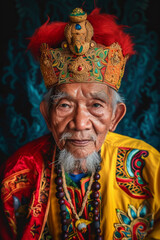 Obraz premium Elderly Man in Traditional Ceremonial Attire