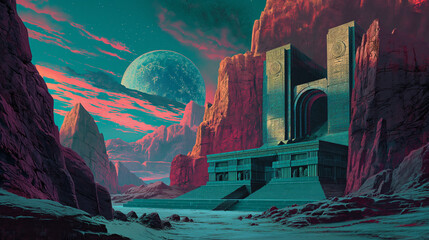 Ancient Temple - Science fiction - obrazy, fototapety, plakaty