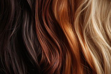 Rich and Diverse Hair Colors in Various Shades and Curls - obrazy, fototapety, plakaty