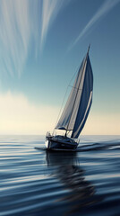 Abstract Blur of Sailing Yacht on Water