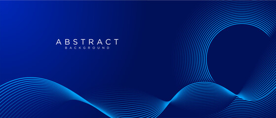 Futuristic abstract blue background with wave lines. Glowing blue circle lines design. Future technology concept.Suit for poster, banner, brochure, cover, website, flyer. Vector illustration