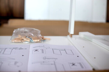 Instructions for assembling furniture with all existing individual parts. Assembly of furniture.