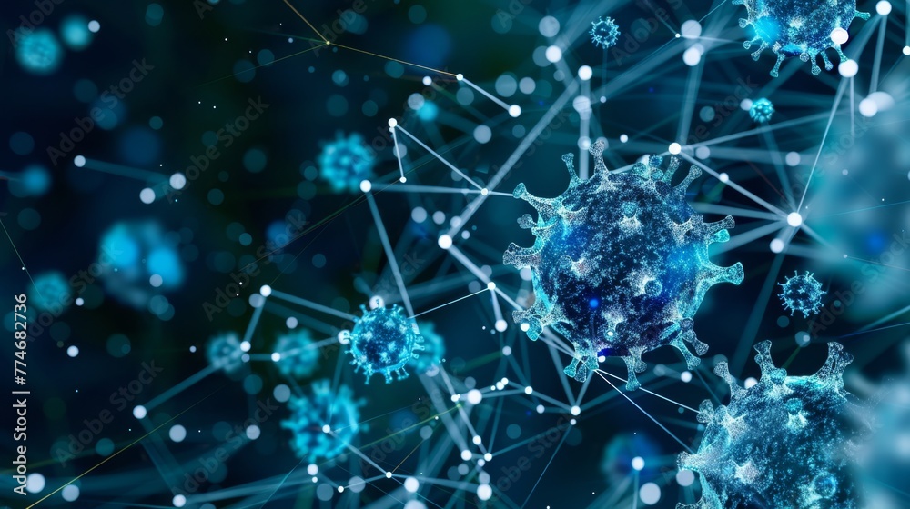 Aufkleber Visualization of AI-Powered Network Analysis in Disease Research