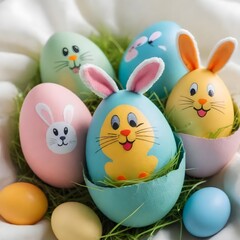 Fototapeta na wymiar Easter bunny and easter eggs