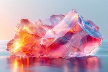 Abstract iridescent shape, colorful crystal, 3d render