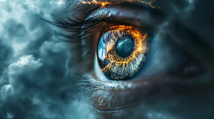 The image shows the power and intensity of the eyes. - obrazy, fototapety, plakaty