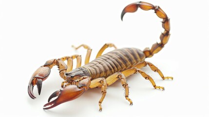 Scorpion on a white background. Dangerous insect. Sting with poison.