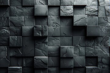 Dark background design, abstract geometric blocks, 3d render