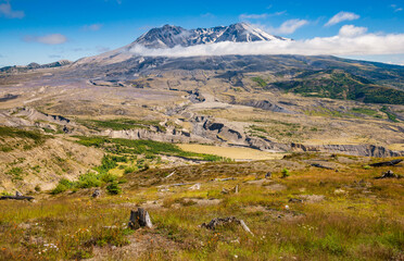 Fototapeta na wymiar Cloudy Ethereal Peaks of Mount Saint Helens in Washington State