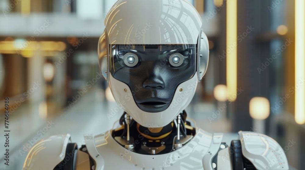 Poster Robot Standing in Front of Building