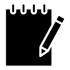 Notepad with pencil icon set. Document, note on paper symbol. Vector