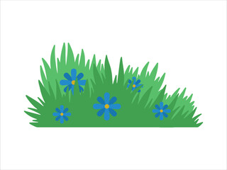 Fototapeta premium Green Bushes Grass Landscape Illustration 