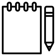 Notepad with pencil icon set. Document, note on paper symbol. Vector