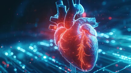 Computer Generated Human Heart Model - obrazy, fototapety, plakaty