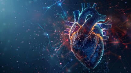 Computer Generated Human Heart Backdrop - obrazy, fototapety, plakaty