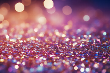 Golden and pink abstract bokeh glitter background