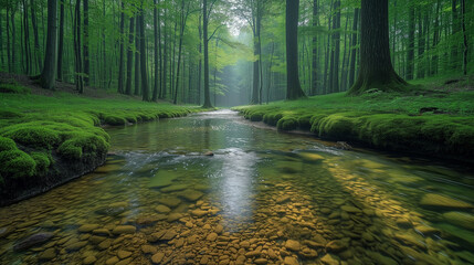 森に流れる川