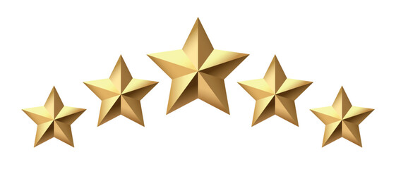 Obraz premium Five golden stars isolated on black background. Rating stars icon. Vector illustration. white background