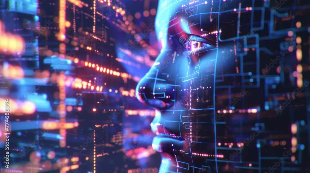 Poster Futuristic AI Interface With Human-Like Visualization in Cyberspace