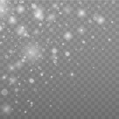White sparks glitter special light effect. Sparkling magical dust particles. Bokeh effect. Star dust sparks in an explosion. White glitter texture Christmas background.