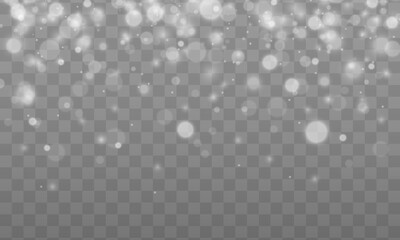 White sparks glitter special light effect. Sparkling magical dust particles. Bokeh effect. Star dust sparks in an explosion. White glitter texture Christmas background.