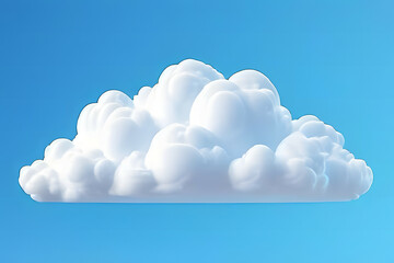 white cloud isolated on blue background soft-round cartoony and fluffy