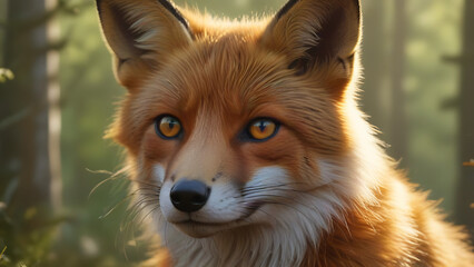 Intense Gaze of a Majestic Red Fox in Sunlight