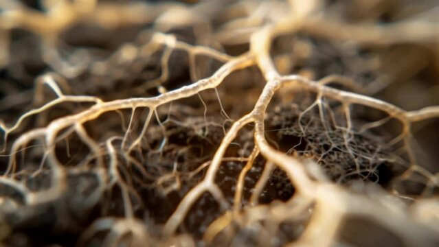 A closeup of a root nodule a specialized structure where nitrogenfixing bacteria live in harmony with the plant to provide vital nutrients. . AI generation.