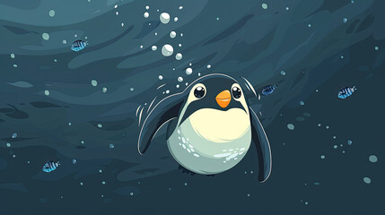 cartoon penguin underwater World penguin day April 25, Penguin Awareness Day Good for banner, poster, greeting card, party card, invitation, template, advertising, campaign, and social media.