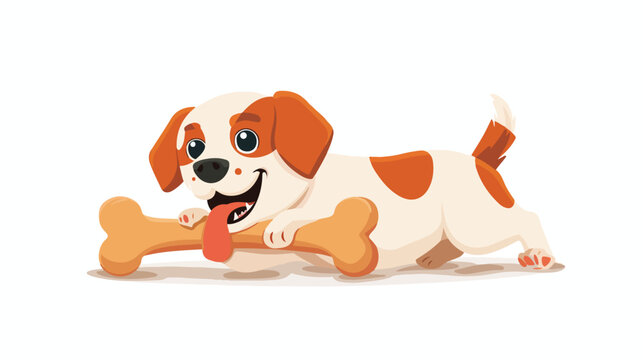 Illustration of premium cute dog doing bone life 