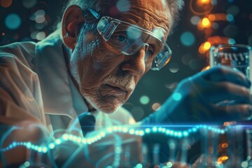 CRISPRCas9 in longevity research, life extension scientist in longevity lab, lifespan gene enhancement illustration, pioneering and dedicated longevity center , sci-fi tone, technology