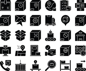 Delivery fill icon set illustration
