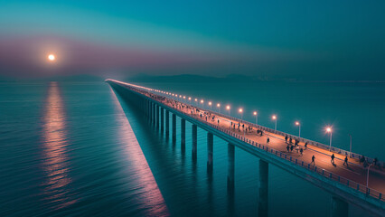 Bridge of Hope disappearing into the distance. - obrazy, fototapety, plakaty