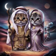 Two cats as Muslim couple