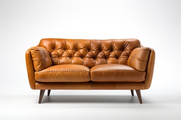 stylist and royal Light brown sofa (couch) isolated on white, space for text, photographic