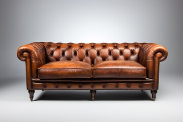 stylist and royal Light brown sofa (couch) isolated on white, space for text, photographic