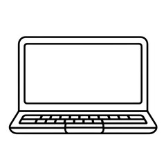 Sleek laptop outline icon in vector format for technology designs.
