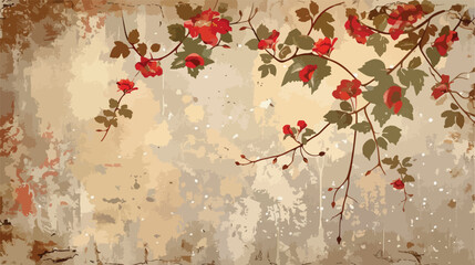 Wall sticker design on old backgroundvector flat vector