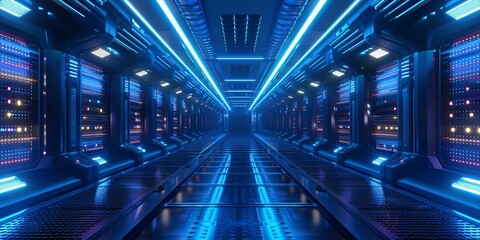 Neon-Lit Data Storage A Glimpse into the Future of Digital Storage Generative AI - obrazy, fototapety, plakaty