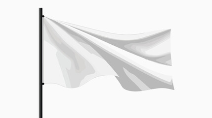 White flag isolated in black and white flat vector 