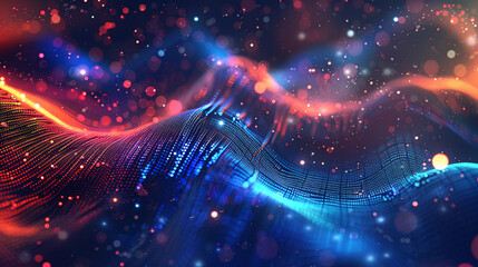 Obraz premium Future technology line particle background, technology particle line concept illustration PPT background