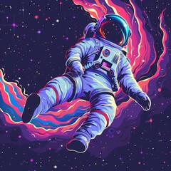 Space tourism company, astronaut chic wear, starry spacethemed illustration, adventurous and boundless galaxy environment , sci-fi tone, technology
