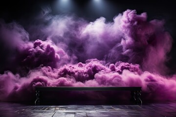 stylist and royal The dark stage shows, dark purple, multicolored background, an empty dark scene