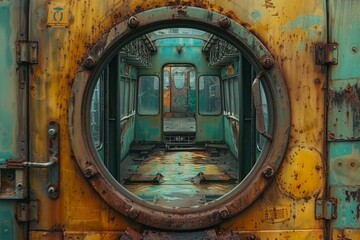 Timelapse of a diesel punk train journey with elves as passengers, nostalgic and cinematic, expansive and scenic landscapes , sci-fi tone, technology - obrazy, fototapety, plakaty