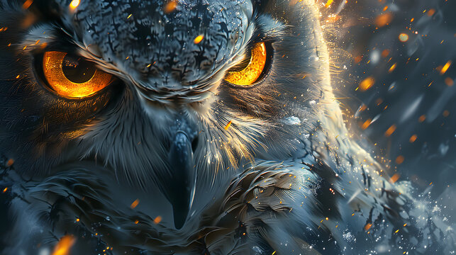 Closeup of Owling with night vision and the wisdom of the ages