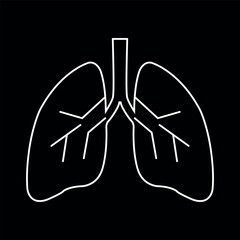 Vector icon of lungs on a black background. A simple drawing of lungs on a black background. Vector illustration eps 10