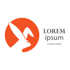 cute rabbit logo design in orange