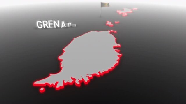 3d animated map of Grenada gets hit and fractured by the text &ldquo;Violence&rdquo;