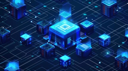 Futuristic AI Technology Hub in Virtual Space